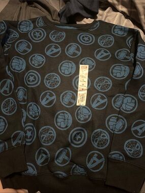 Boys  Black & Blue Marvel Icon Crewneck Sweater